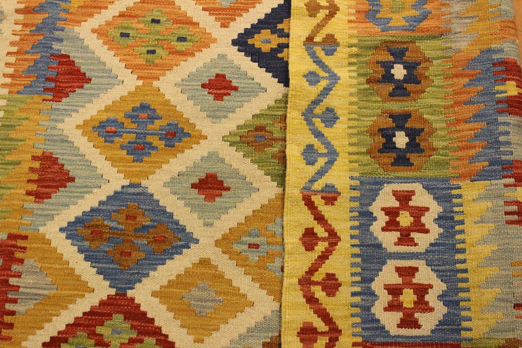 Flat Weave Kilim Antique Navaho Vintage handmade Geometric Kilim Ivory Gold Hand-Woven Rectangle 100% Wool Area Rug 5x6 