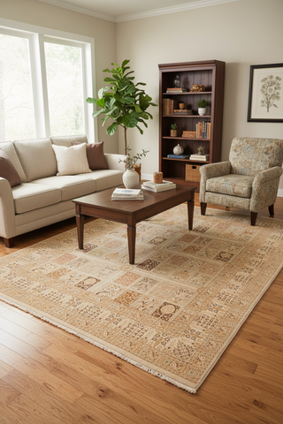 handmade Transitional Design Gold Brown Hand Knotted RECTANGLE 100% WOOL area rug 8' x 10'