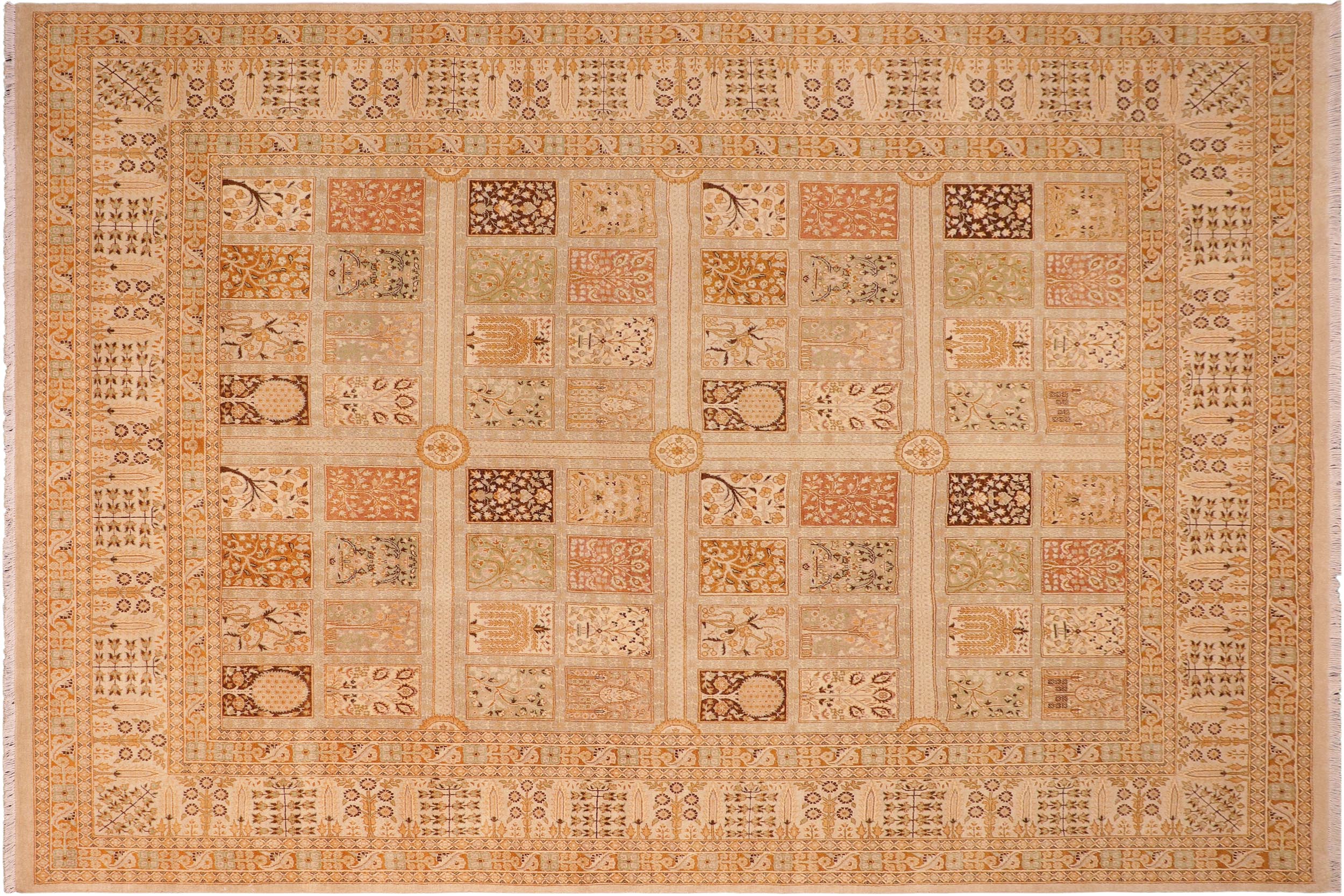 handmade Transitional Design Gold Brown Hand Knotted RECTANGLE 100% WOOL area rug 8' x 10'