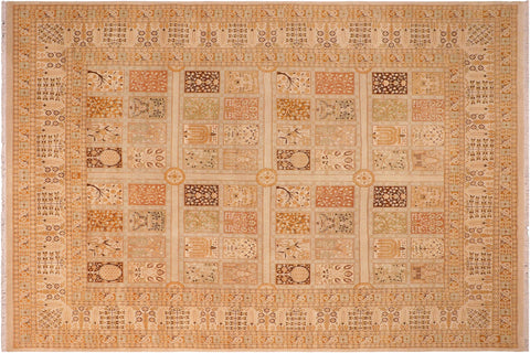 handmade Transitional Design Gold Brown Hand Knotted RECTANGLE 100% WOOL area rug 8' x 10'