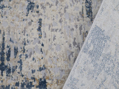 handmade Modern Abstract Blue Beige Machine Made RECTANGLE POLYESTER area rug 9x12