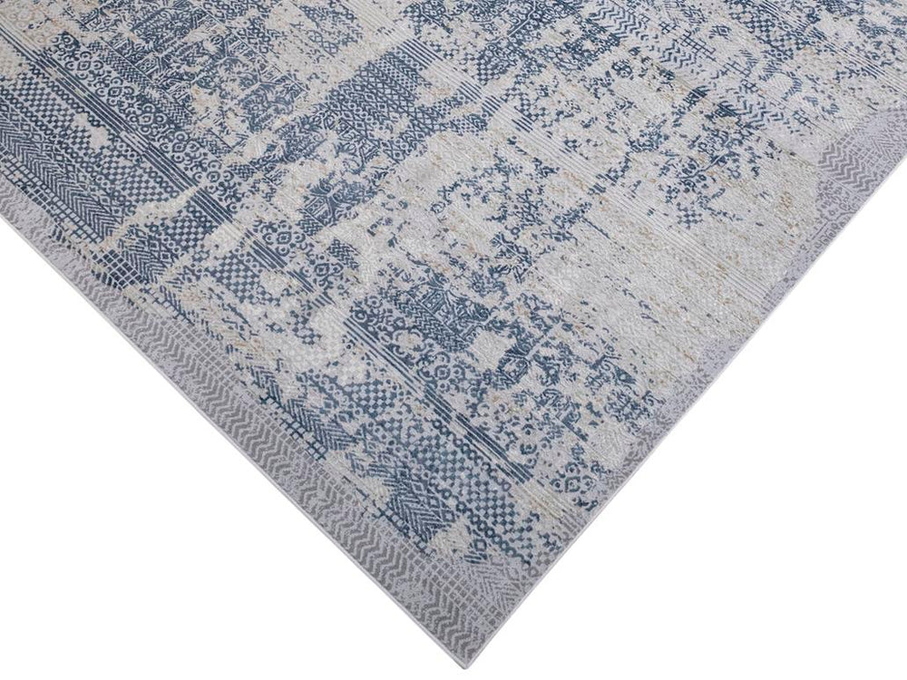 handmade Transitional Distressed Gray Blue Machine Made RECTANGLE POLYESTER area rug 9x12
