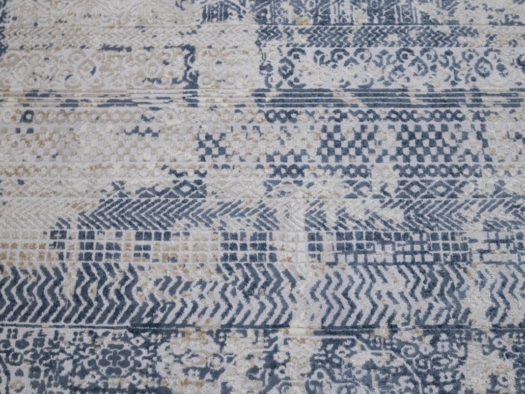 handmade Transitional Distressed Gray Blue Machine Made RECTANGLE POLYESTER area rug 9x12
