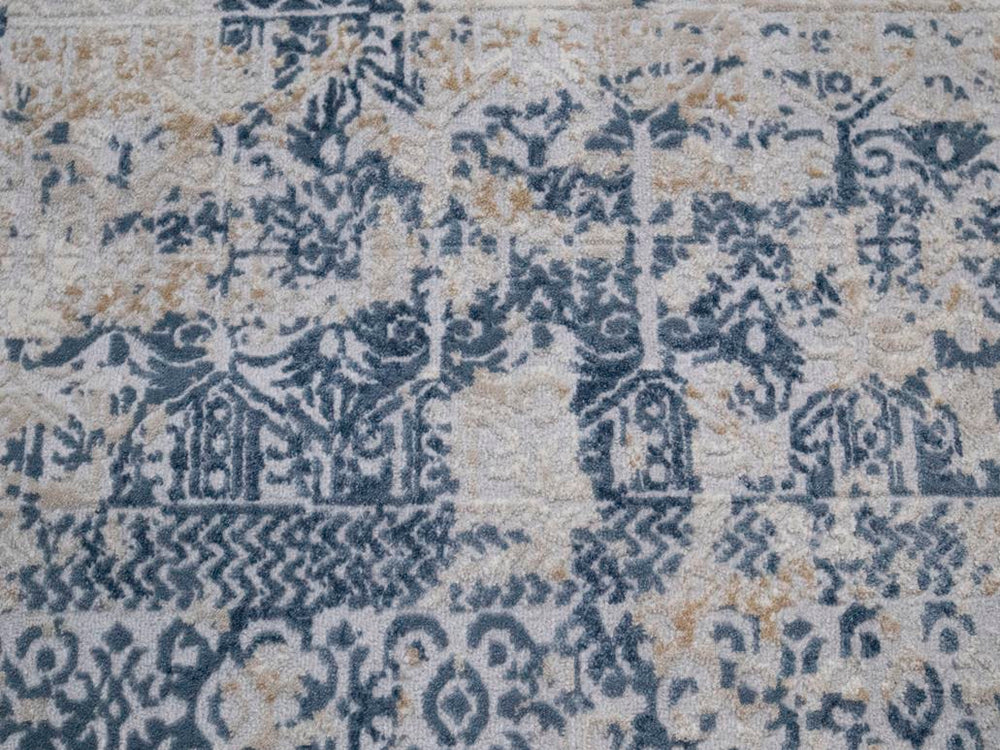 handmade Transitional Distressed Gray Blue Machine Made RECTANGLE POLYESTER area rug 9x12