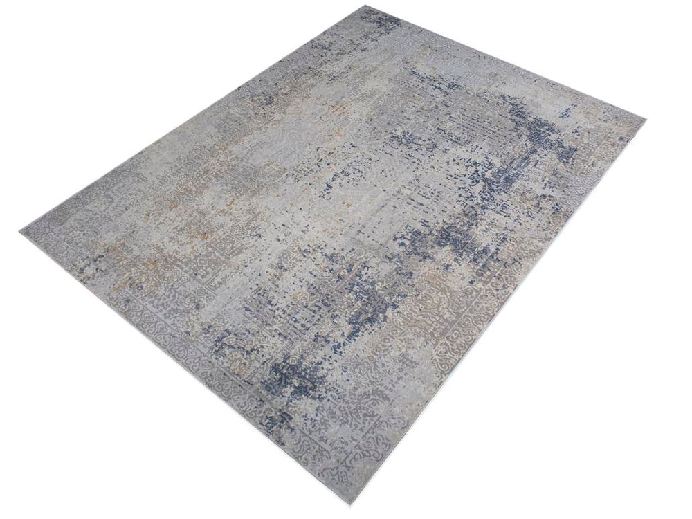 handmade Modern Abstract Gray Blue Machine Made RECTANGLE POLYESTER area rug 9x12