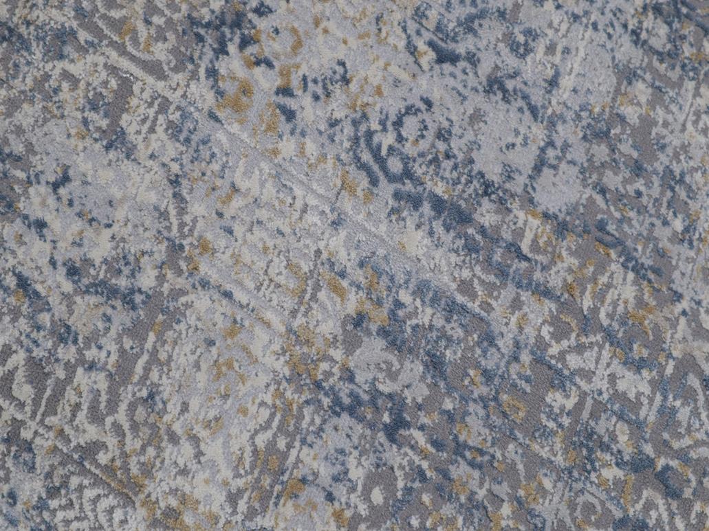 handmade Modern Abstract Gray Blue Machine Made RUNNER POLYESTER area rug 3x8