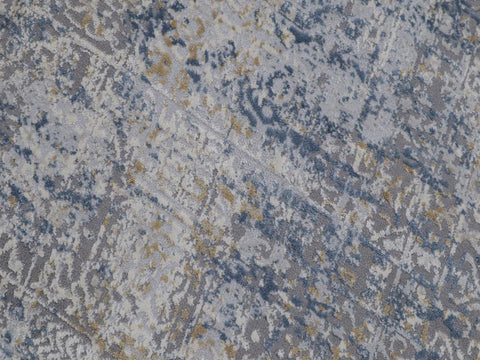 handmade Modern Abstract Gray Blue Machine Made RUNNER POLYESTER area rug 3x8