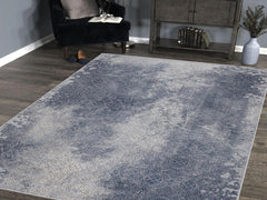 handmade Transitional Distressed Gray Blue Machine Made RECTANGLE POLYESTER area rug 9x12