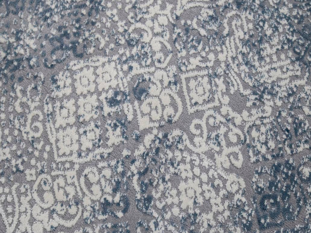 handmade Transitional Distressed Gray Blue Machine Made RECTANGLE POLYESTER area rug 9x12