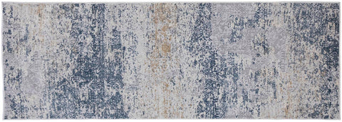 handmade Transitional Vintage Blue Gray Machine Made RECTANGLE POLYESTER area rug 9x12