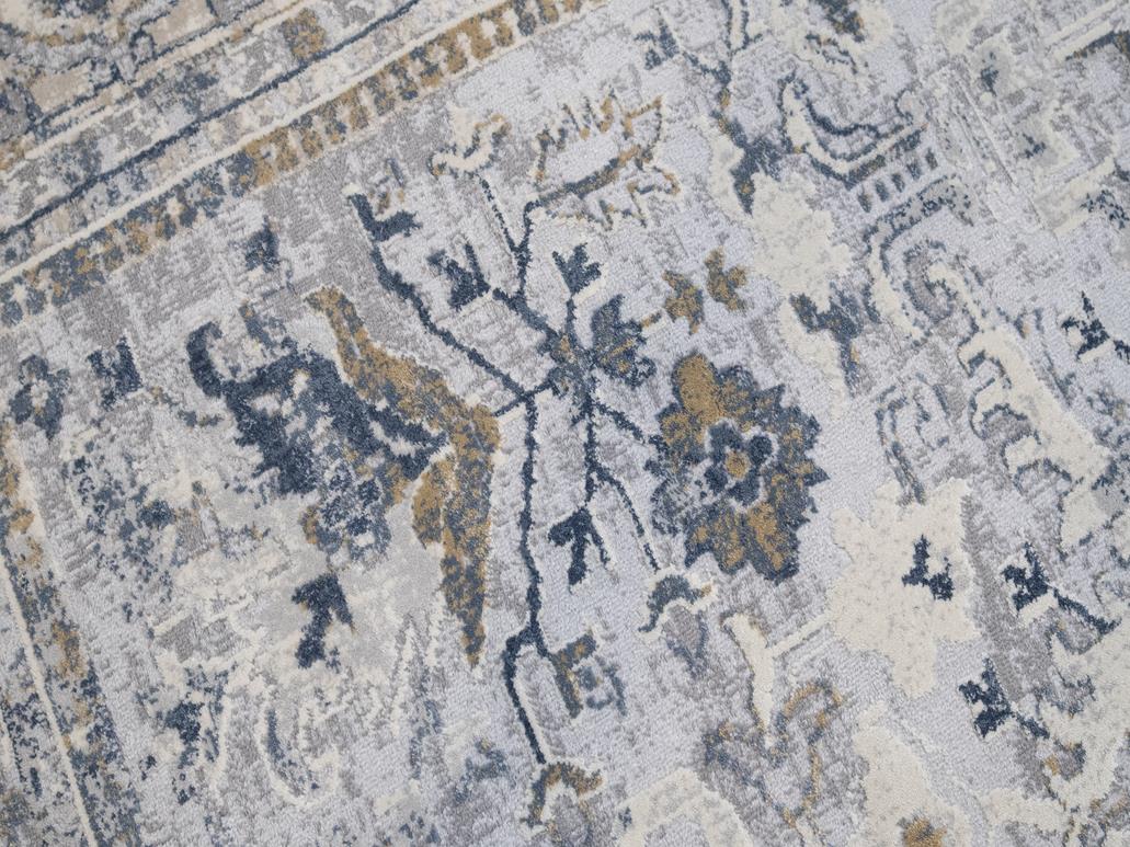 handmade Transitional Distressed Gray Blue Machine Made RECTANGLE POLYESTER area rug 9x12