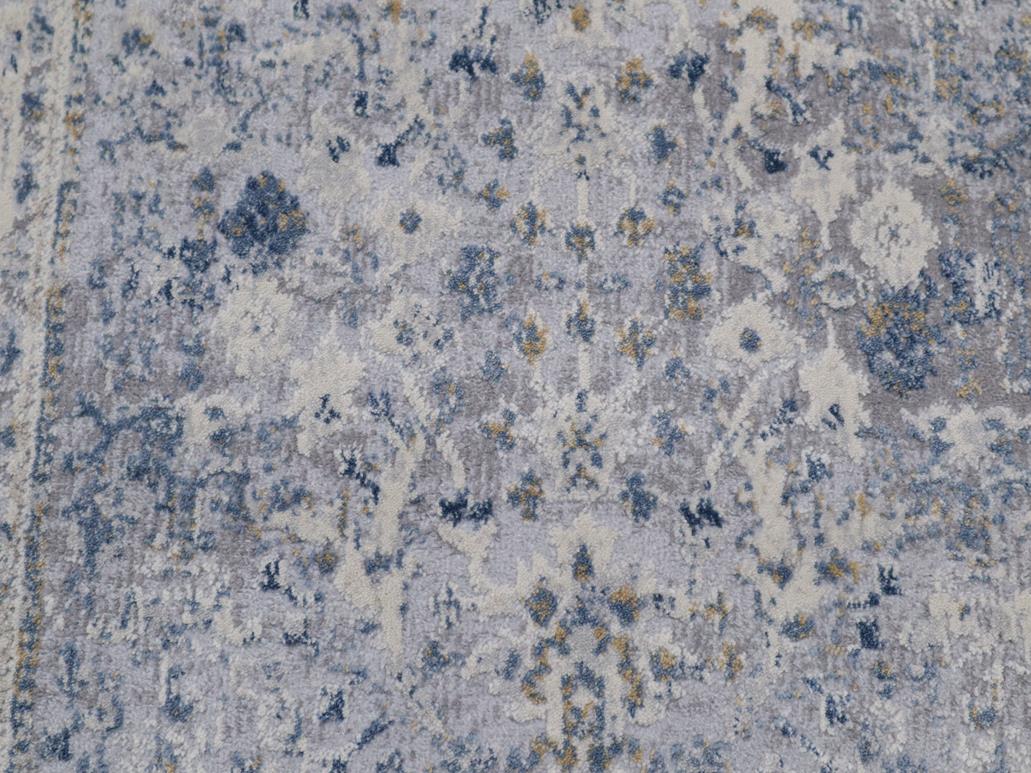 handmade Transitional Distressed Gray Blue Machine Made RECTANGLE POLYESTER area rug 9x12
