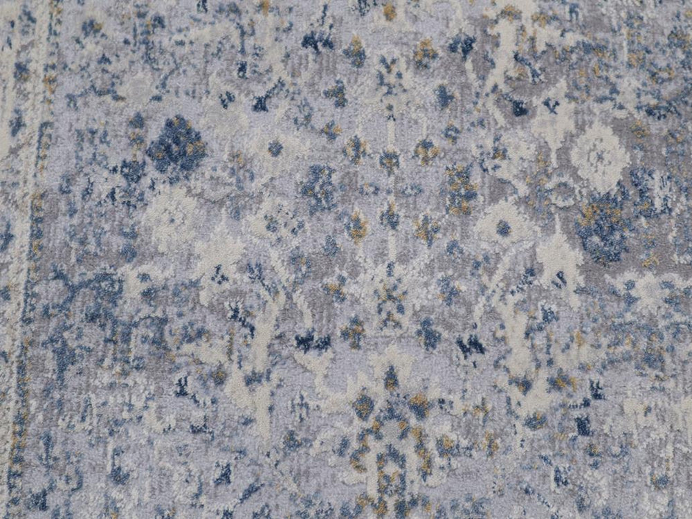 handmade Transitional Distressed Gray Blue Machine Made RECTANGLE POLYESTER area rug 9x12