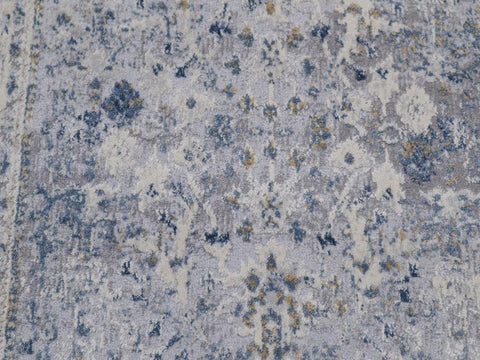 handmade Transitional Distressed Gray Blue Machine Made RECTANGLE POLYESTER area rug 9x12