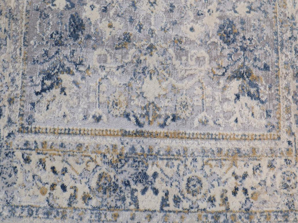 handmade Transitional Distressed Gray Blue Machine Made RECTANGLE POLYESTER area rug 9x12