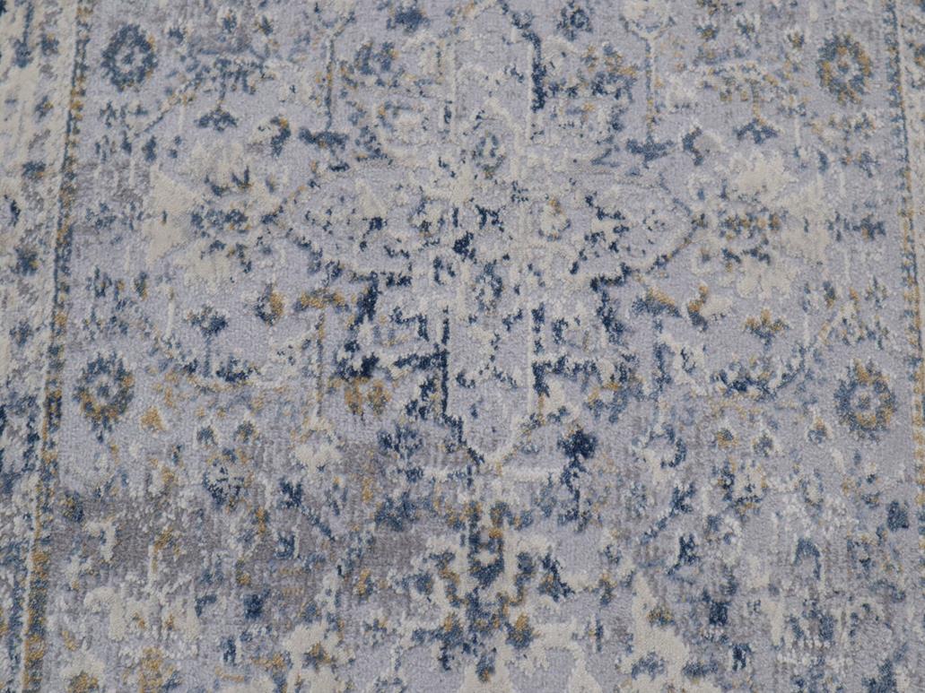 handmade Transitional Distressed Gray Blue Machine Made RECTANGLE POLYESTER area rug 9x12