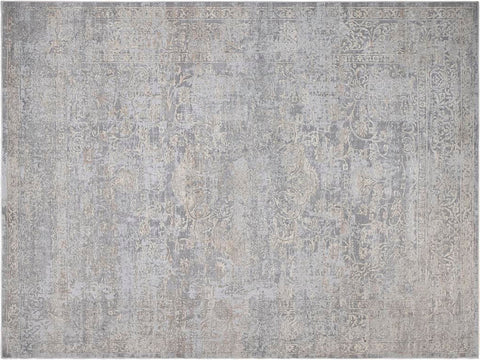 handmade Transitional Vintage Gray Beige Machine Made RECTANGLE POLYESTER area rug 9x12