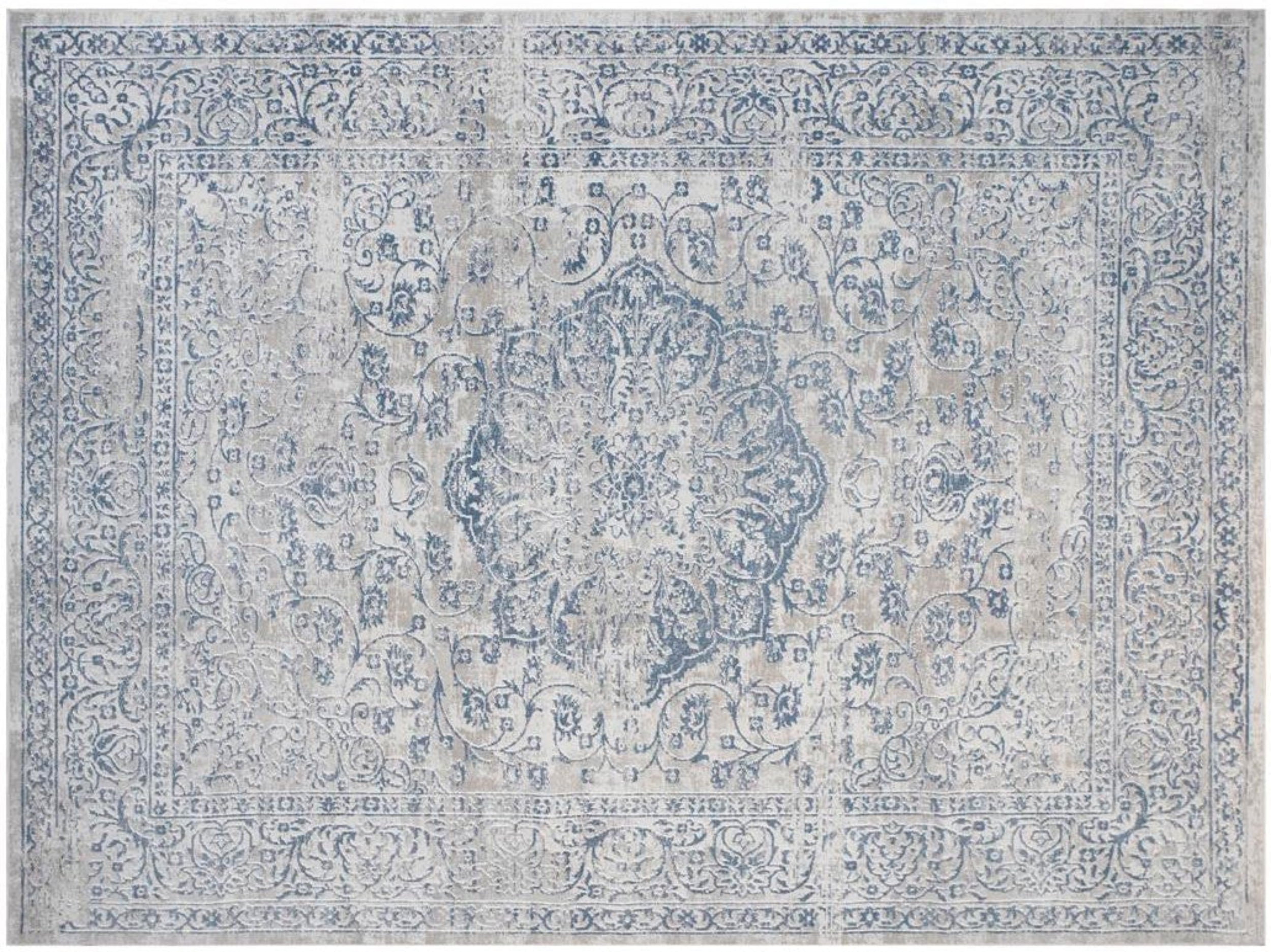 handmade Transitional Vintage Gray Blue Machine Made RECTANGLE POLYESTER area rug 9x12