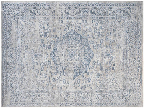 handmade Transitional Vintage Gray Blue Machine Made RECTANGLE POLYESTER area rug 9x12