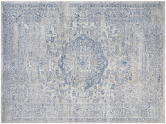 handmade Transitional Vintage Gray Blue Machine Made RECTANGLE POLYESTER area rug 9x12