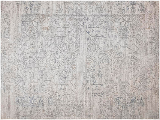 handmade Transitional Distressed Beige Grey Machine Made RECTANGLE POLYESTER area rug 9x12