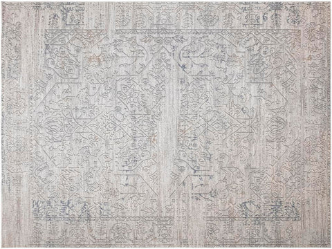 handmade Transitional Distressed Beige Grey Machine Made RECTANGLE POLYESTER area rug 9x12