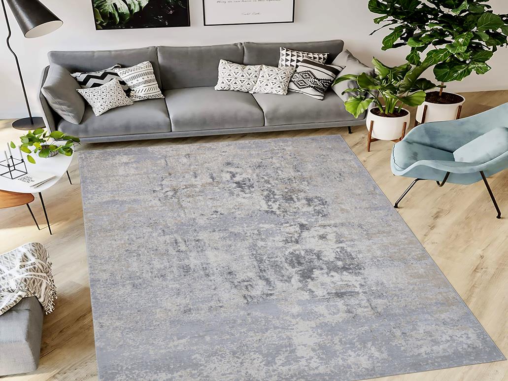 handmade Transitional Vintage Blue Beige Machine Made RECTANGLE POLYESTER area rug 6x9