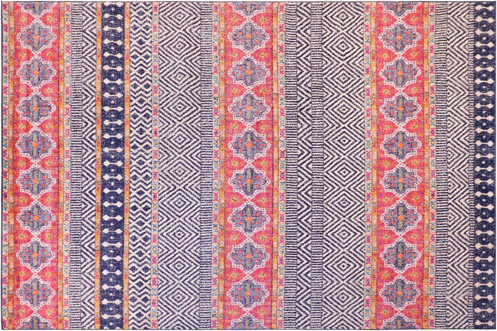 handmade Geometric Modern Blue Fushia Machine Made RECTANGLE POLYESTER area rug