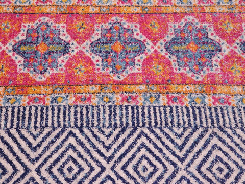 handmade Geometric Modern Blue Fushia Machine Made RECTANGLE POLYESTER area rug