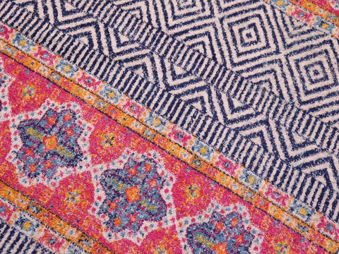 handmade Geometric Modern Blue Fushia Machine Made RECTANGLE POLYESTER area rug