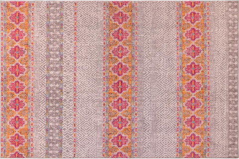 handmade Geometric Modern Light Gray Pink Machine Made RECTANGLE POLYESTER area rug 10x14