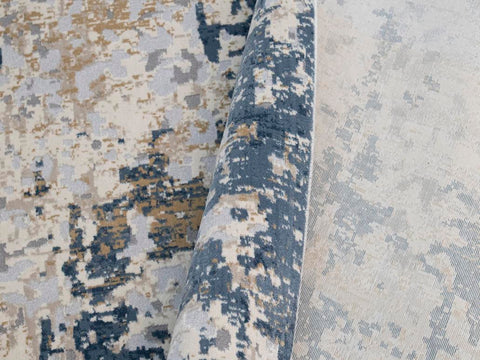 handmade Modern Abstract Blue Beige Machine Made RECTANGLE POLYESTER area rug 9x12