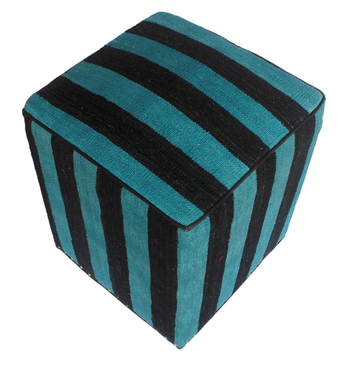 handmade Over Dyed Ottoman Blue Black HandmadeRECTANGLE 100% WOOL area rug ODD