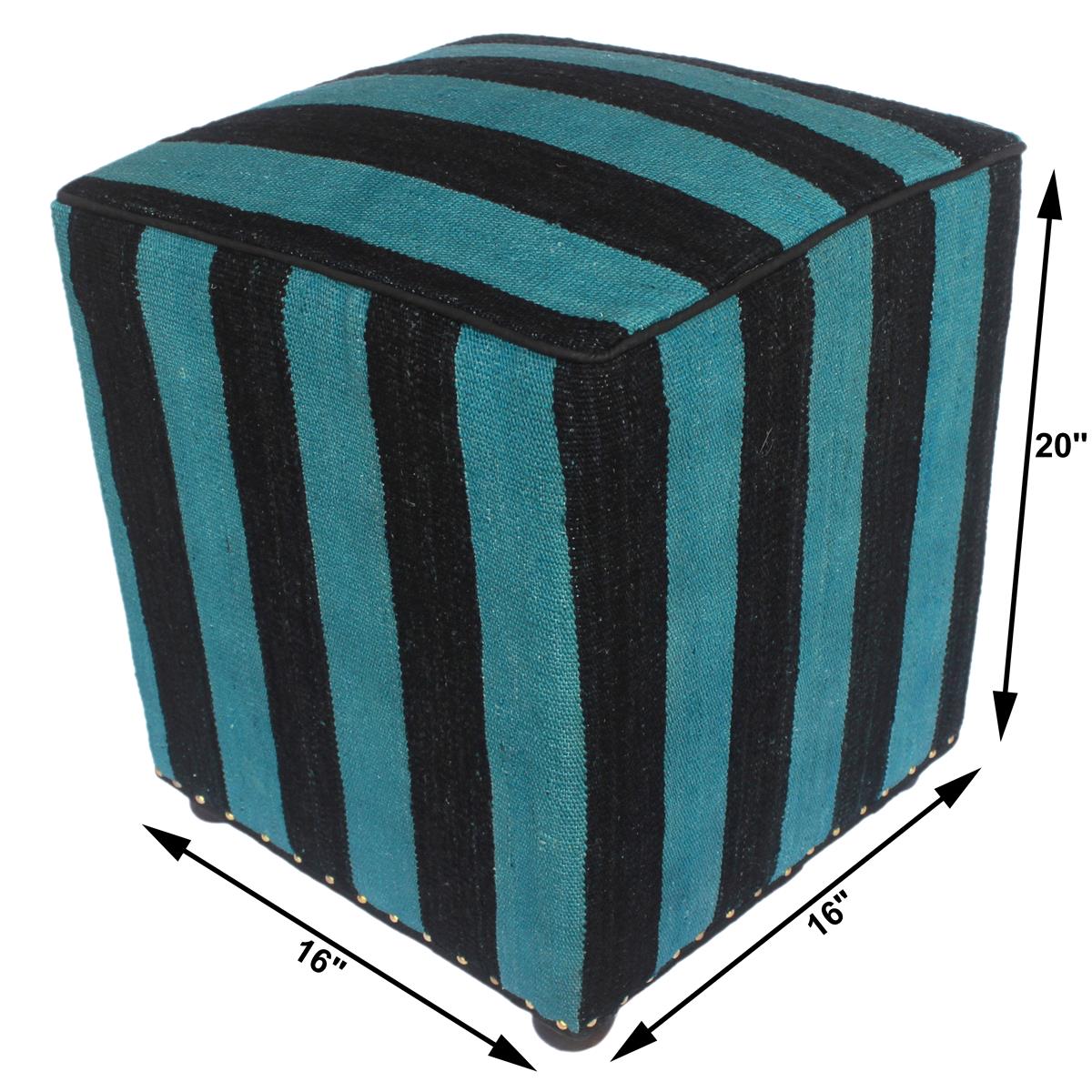 handmade Over Dyed Ottoman Blue Black HandmadeRECTANGLE 100% WOOL area rug ODD