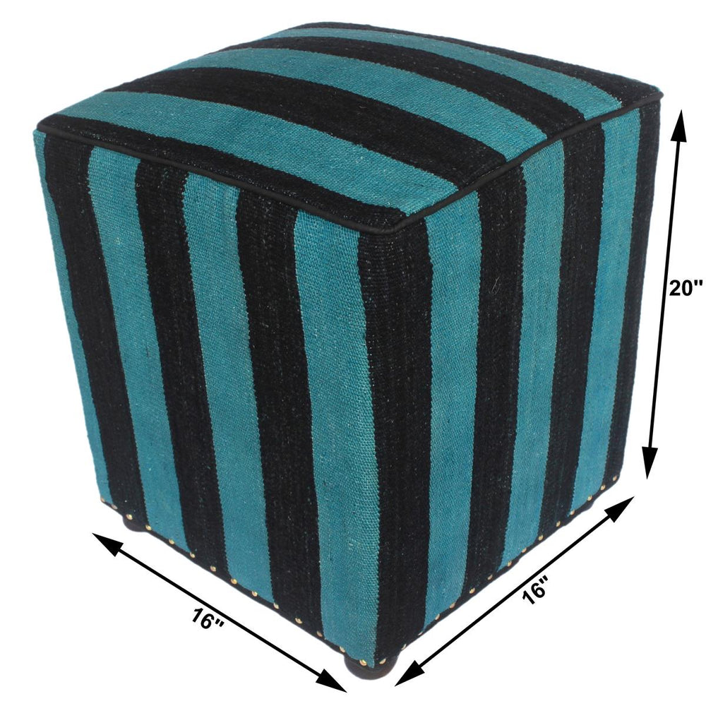 handmade Over Dyed Ottoman Blue Black HandmadeRECTANGLE 100% WOOL area rug ODD