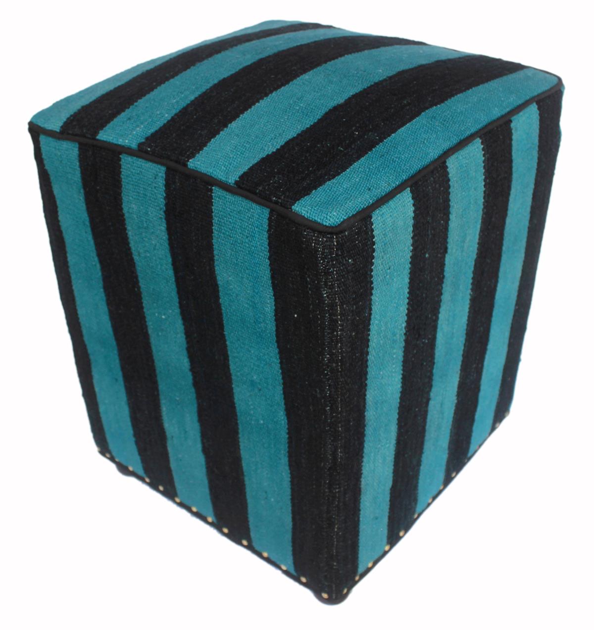 handmade Over Dyed Ottoman Blue Black HandmadeRECTANGLE 100% WOOL area rug ODD