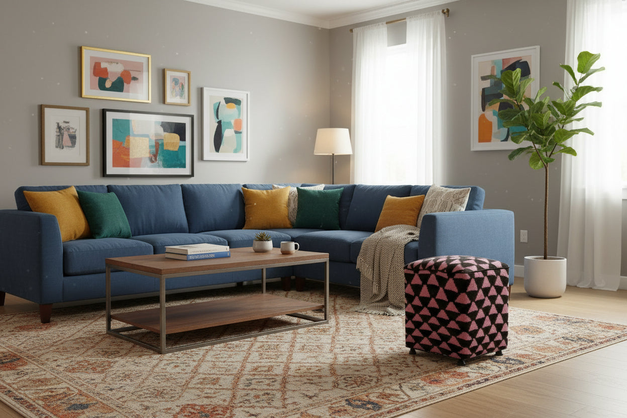 handmade  Ottoman Black Pink HandmadeRECTANGLE 100% WOOL area rug 