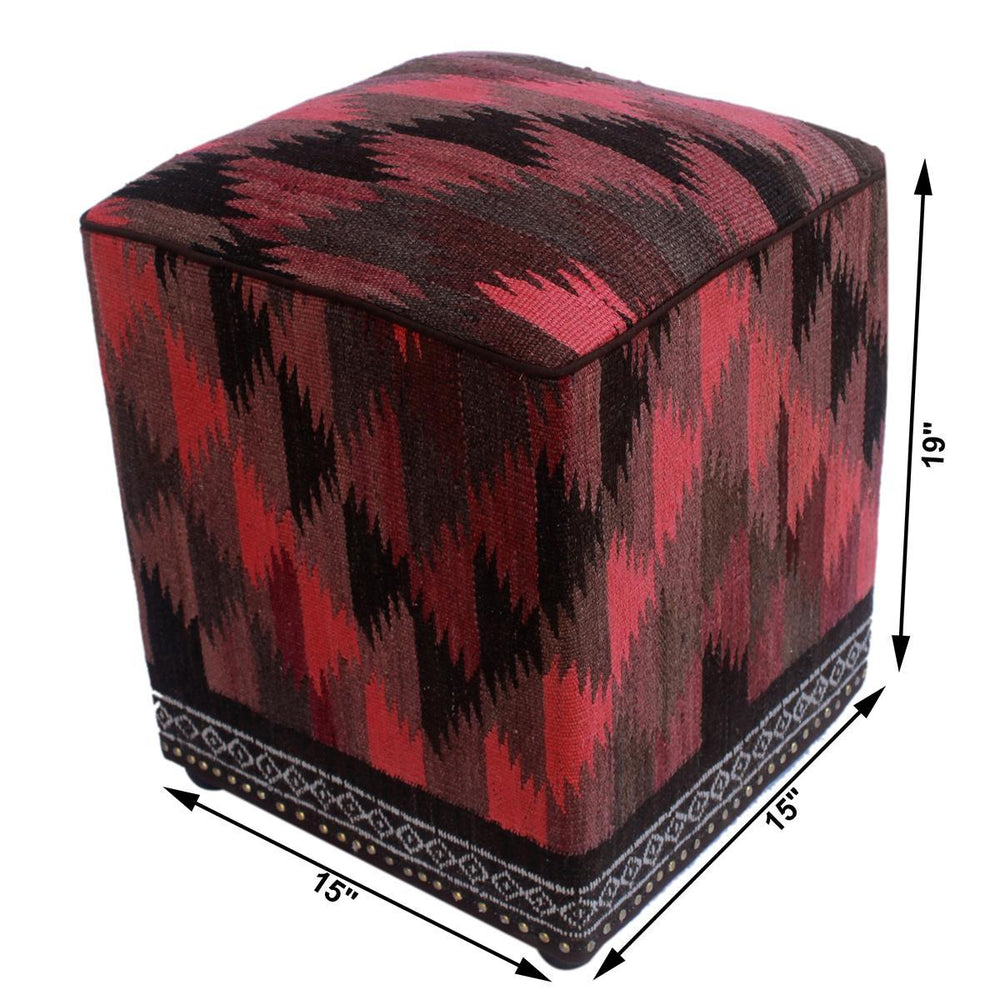 handmade  Ottoman Pink Black HandmadeRECTANGLE 100% WOOL area rug 
