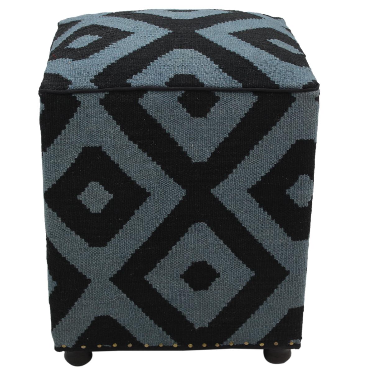 handmade  Ottoman Black Grey HandmadeRECTANGLE 100% WOOL area rug