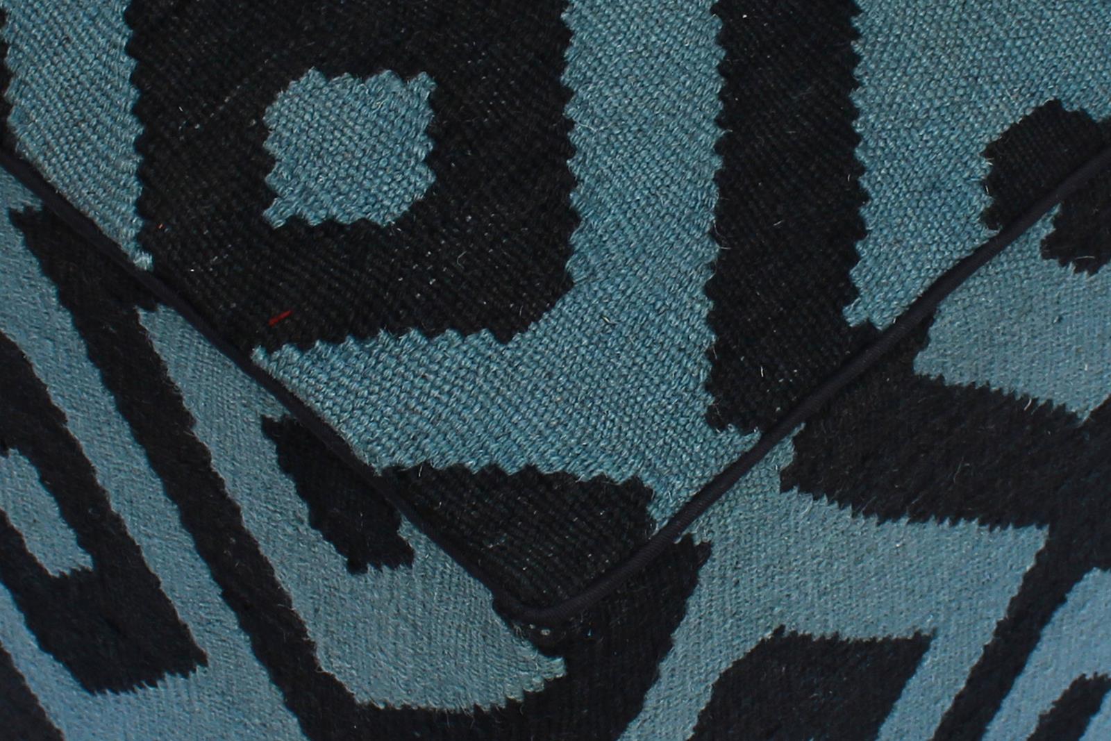 handmade  Ottoman Black Grey HandmadeRECTANGLE 100% WOOL area rug