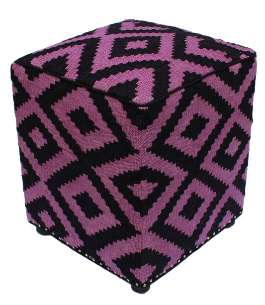 handmade  Ottoman Black Purple HandmadeRECTANGLE 100% WOOL area rug