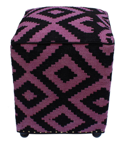 handmade  Ottoman Black Purple HandmadeRECTANGLE 100% WOOL area rug