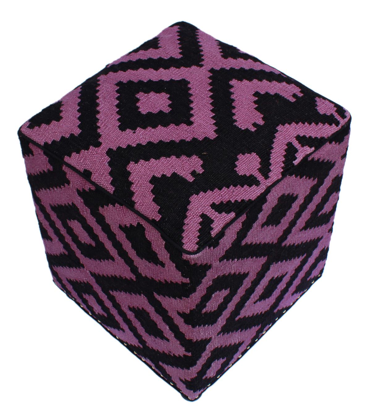 handmade  Ottoman Black Purple HandmadeRECTANGLE 100% WOOL area rug