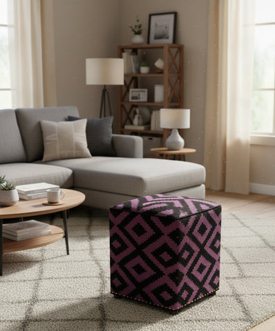 handmade  Ottoman Black Purple HandmadeRECTANGLE 100% WOOL area rug