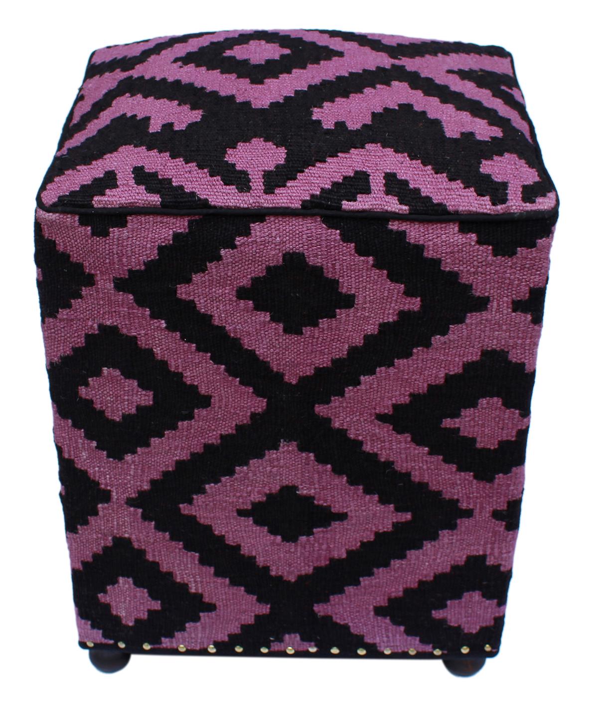 handmade  Ottoman Black Purple HandmadeRECTANGLE 100% WOOL area rug