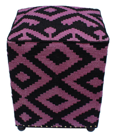 handmade  Ottoman Black Purple HandmadeRECTANGLE 100% WOOL area rug