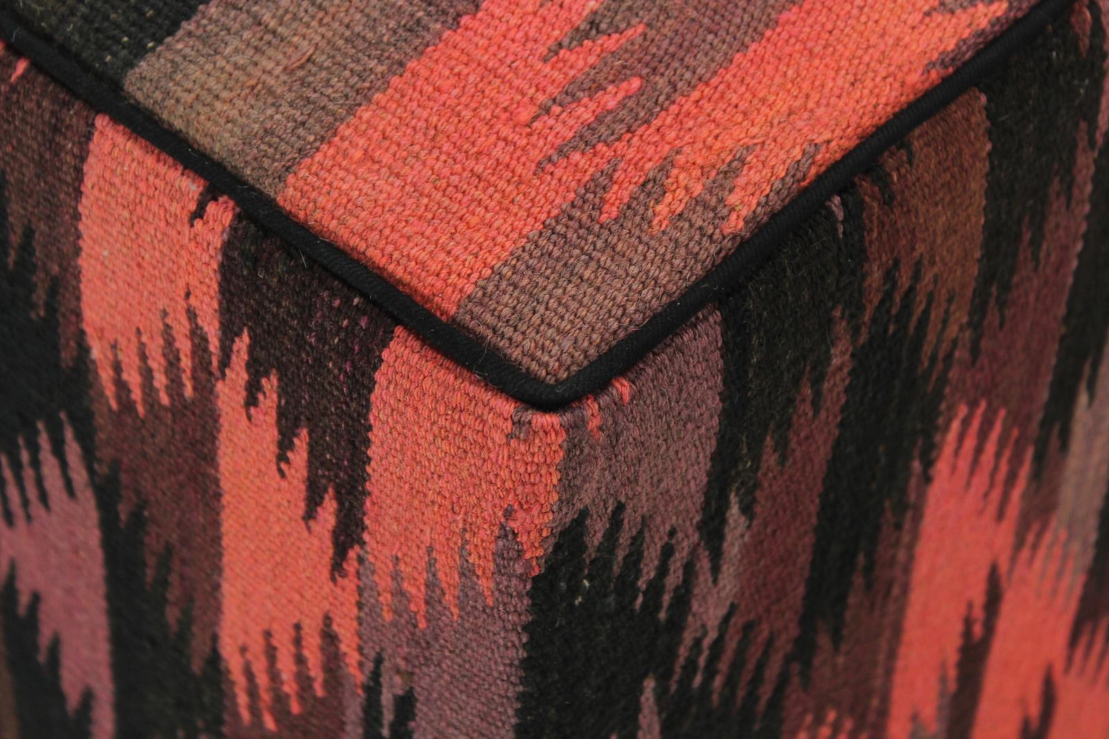 handmade  Ottoman Pink Black HandmadeRECTANGLE 100% WOOL area rug