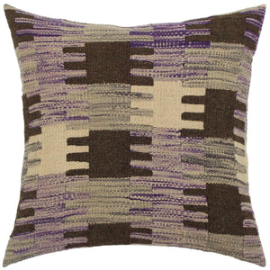 18x18 hand woven kilim throw pillow in purple, gray and brown - Southwestern Turkish Romelia