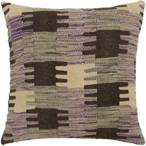 18x18 hand woven kilim throw pillow in purple, gray and brown - Modern Turkish Alaine