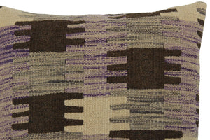 handmade Traditional Pillow Purple Gray Hand-made SQUARE 100% WOOL kilim throw pillow